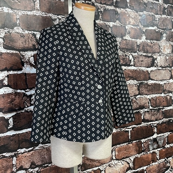 Vince Camuto Blazer Women's 6P 6 Petite Black White Jacket Collared - Picture 8 of 14